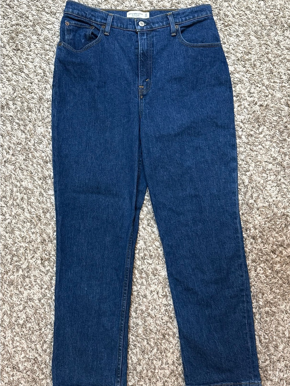 Abercrombie & Fitch High-Rise Straight Jeans - Dark Blue